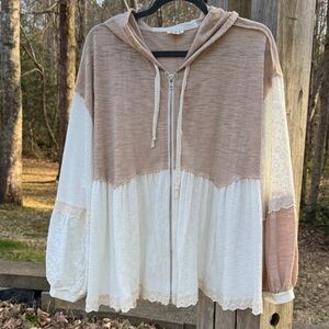 POL Tan and Cream Hooded Jacket